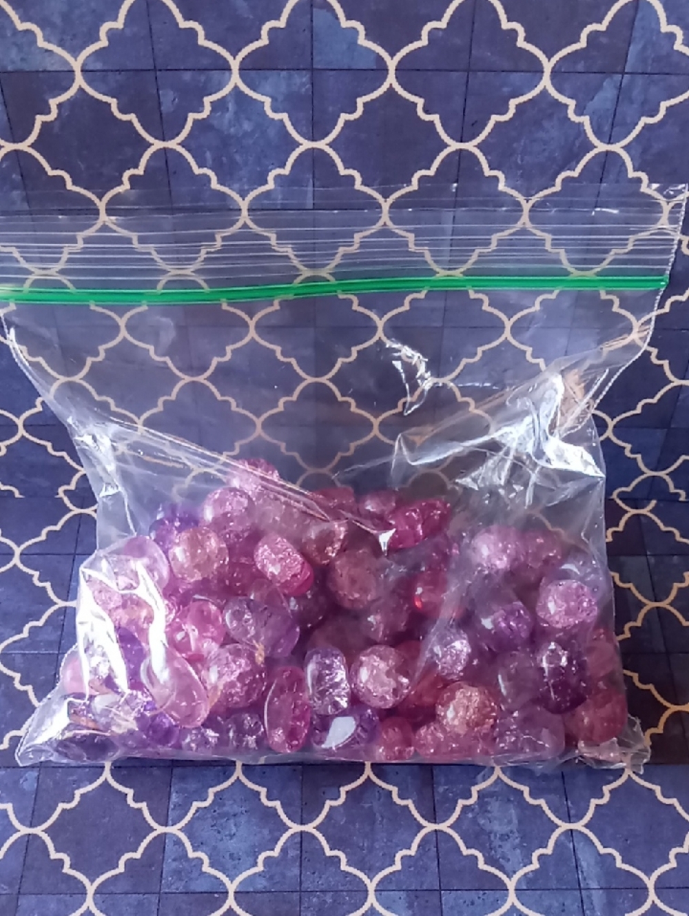 Pink/ Purple Glass Crackle Beads